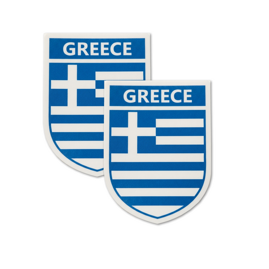 2 PACK Greece Flag crest waterproof Gloss vinyl sticker Greek Team