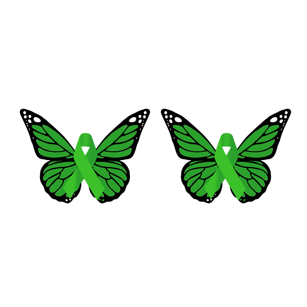 2 Green Butterflies Temporary Tattoo Body art butterfly ribbon mental health awareness