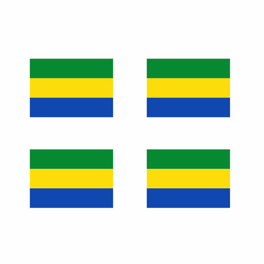 Set of 4 Gabon Flag Iron on Screen Print Transfers for Fabrics Gabonese