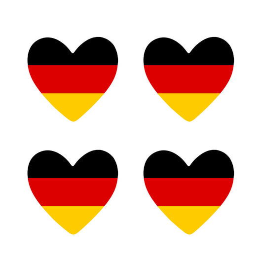 Set of 4 x German Flag Heart  Iron on Transfer for fabric Germany Team support