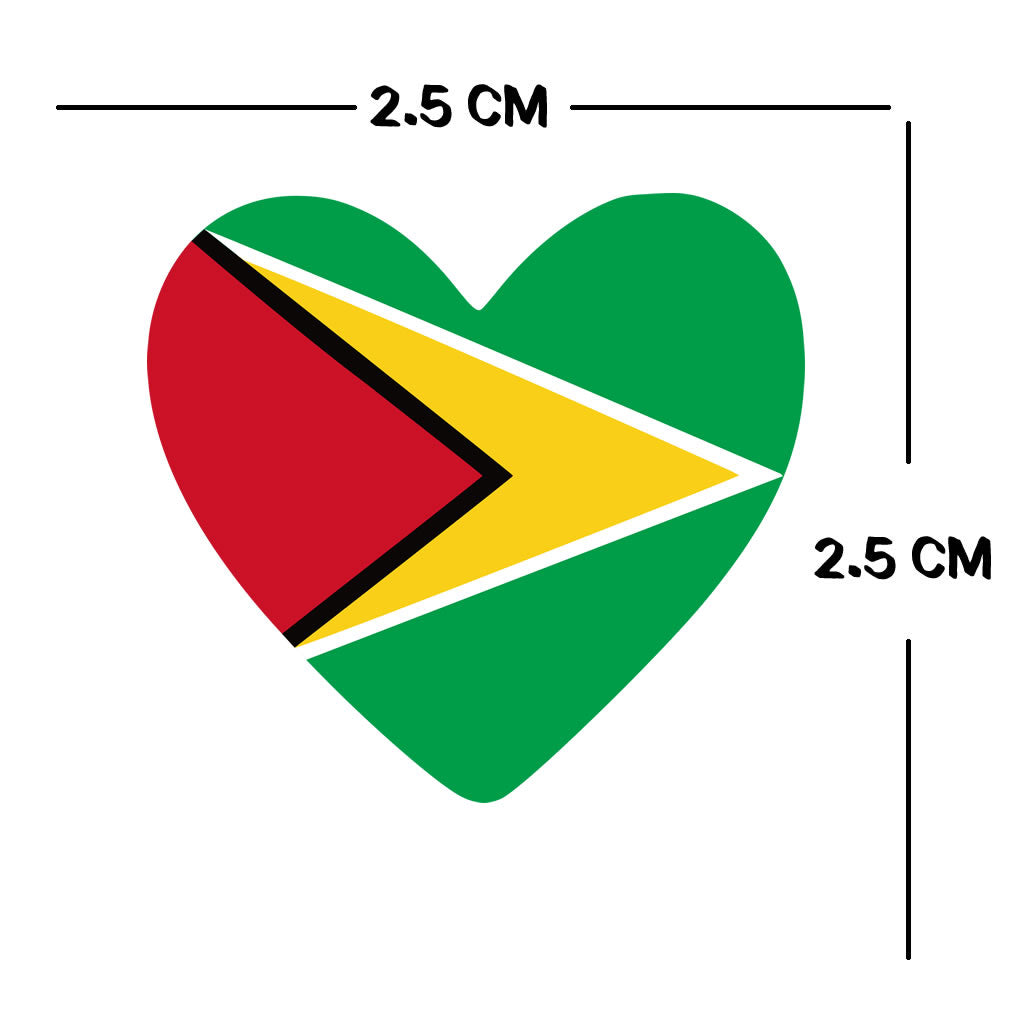 4 X Guyana flag Heart Iron on transfer