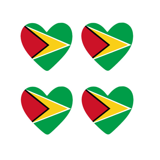 4 X Guyana flag Heart Iron on transfer