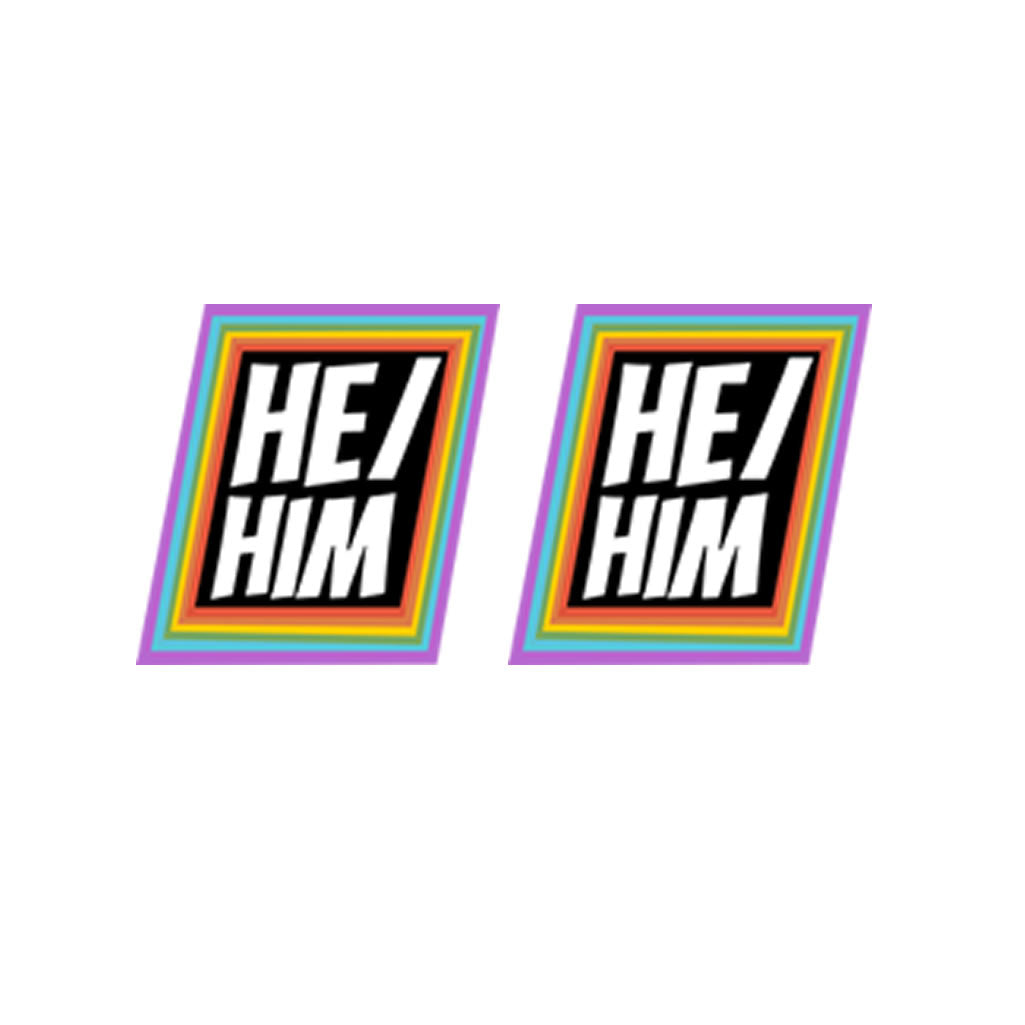 Set of 2 x He / him pronouns Iron on Transfer for fabric gender identity