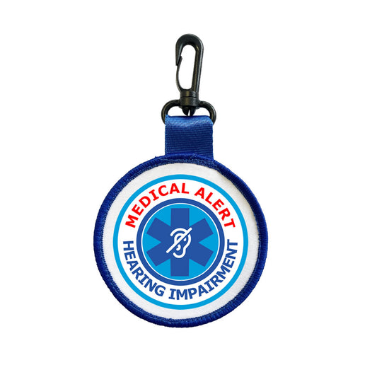Medical Alert Hearing Impairment Tag Pull Bag Key Ring Keyring