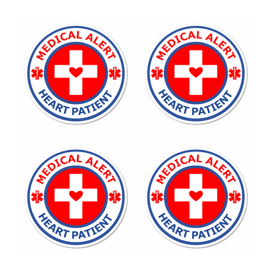4 PACK Medical Alert Heart Patient awareness waterproof Matte vinyl sticker