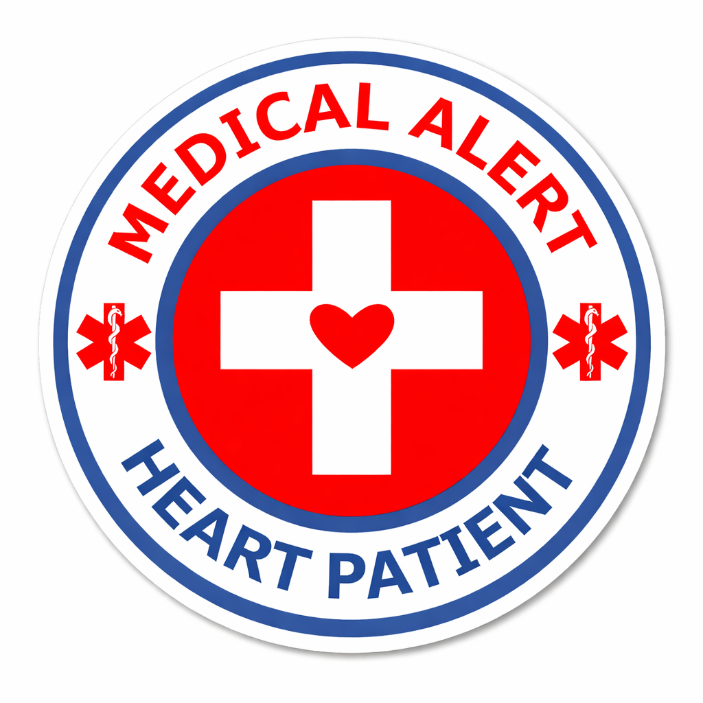 4 PACK Medical Alert Heart Patient awareness waterproof Matte vinyl sticker