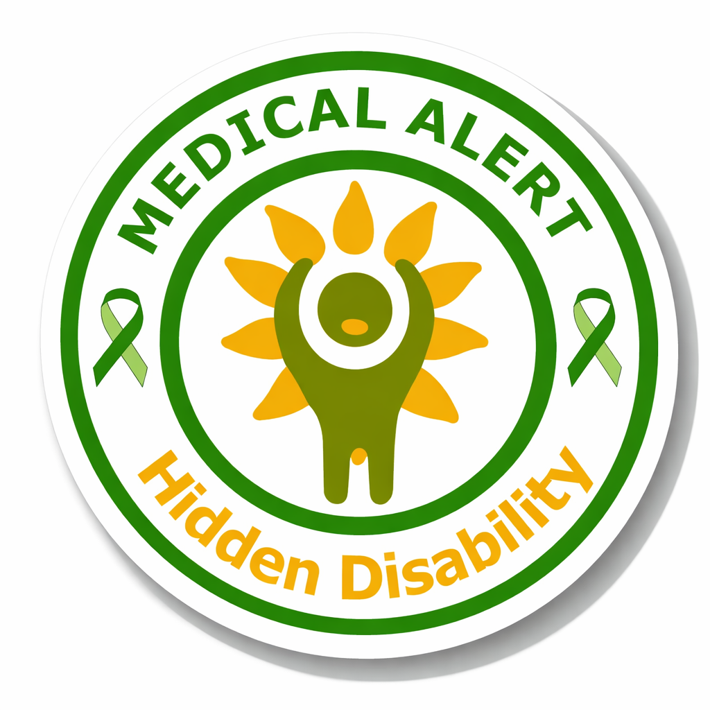 4 PACK Medical Alert Hidden disability waterproof Matte vinyl sticker