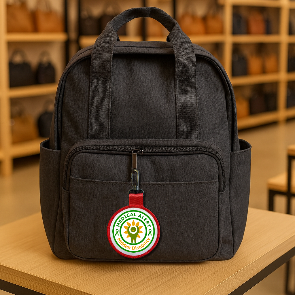 Medical Alert Hidden Disability Tag Pull Bag Key Ring Keyring Green Ribbon