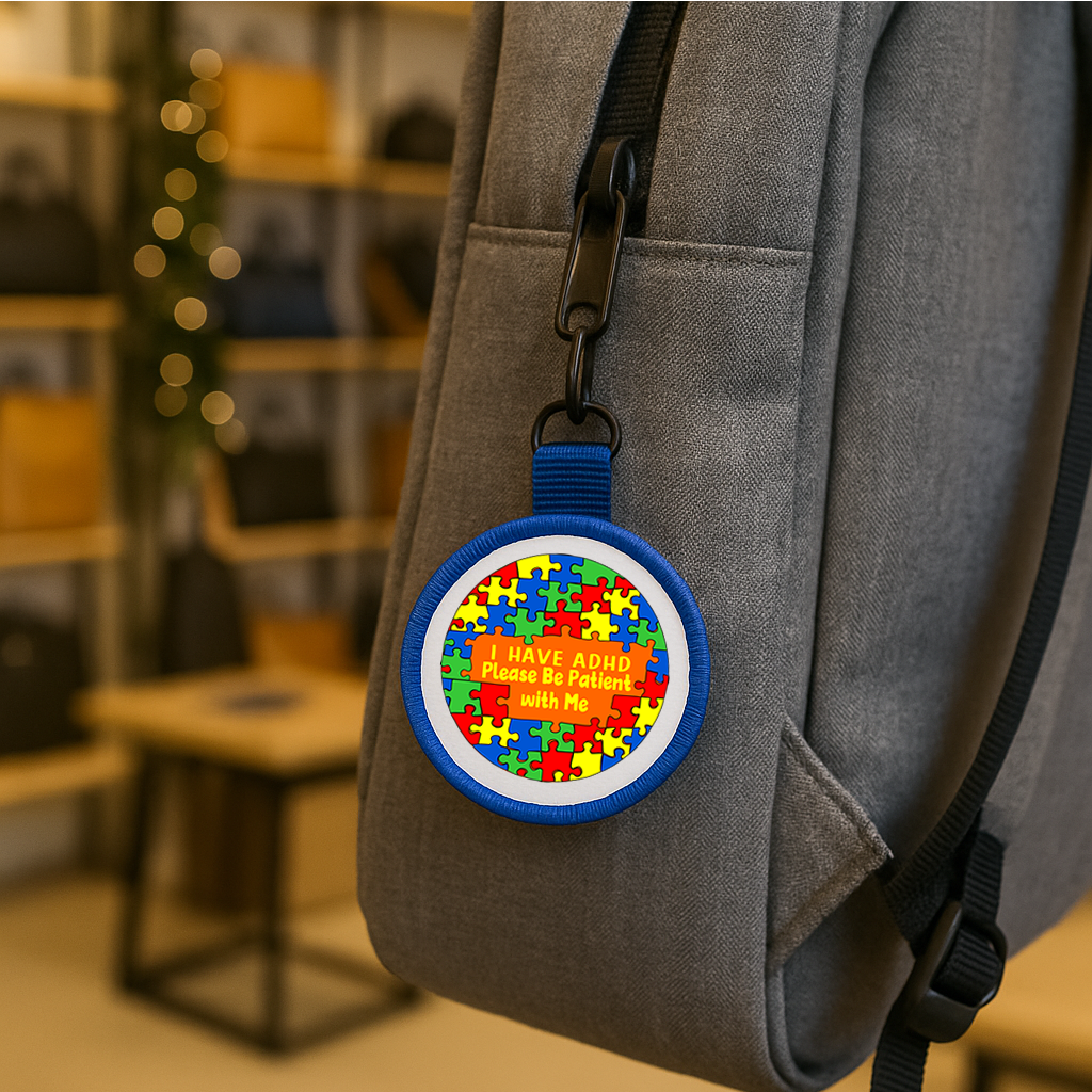 I have ADHD Tag Pull Bag Key Ring Keyring Please be patient jigsaw puzzle hidden