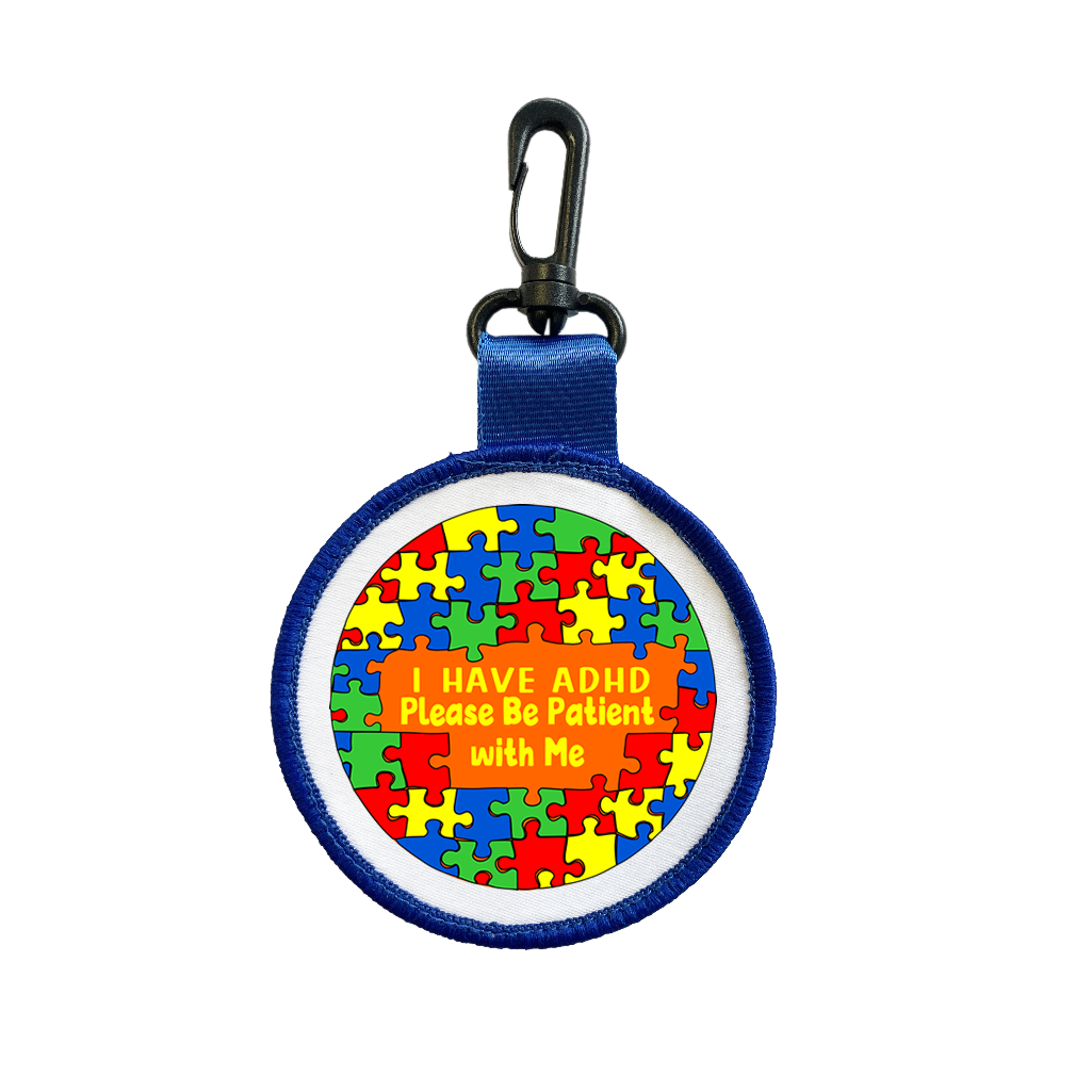 I have ADHD Tag Pull Bag Key Ring Keyring Please be patient jigsaw puzzle hidden