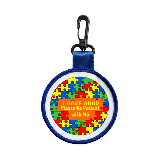 I have ADHD Tag Pull Bag Key Ring Keyring Please be patient jigsaw puzzle hidden