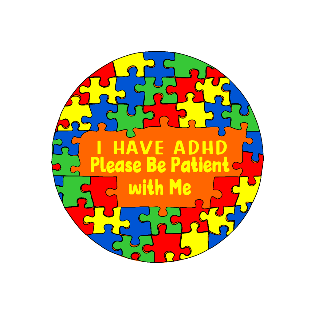 I have ADHD  please be patient Iron on Transfer for fabrics jigsaw puzzle hidden disability