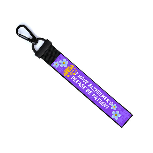 I have Alzheimer's please be patient Key Chain Luggage Tag Zipper Pull Bag Ring Key Ring dementia awareness
