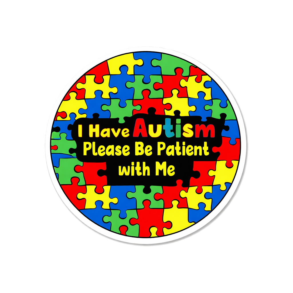 I have autism please be patient Waterproof Vinyl Matte Sticker Label, 4 Pack