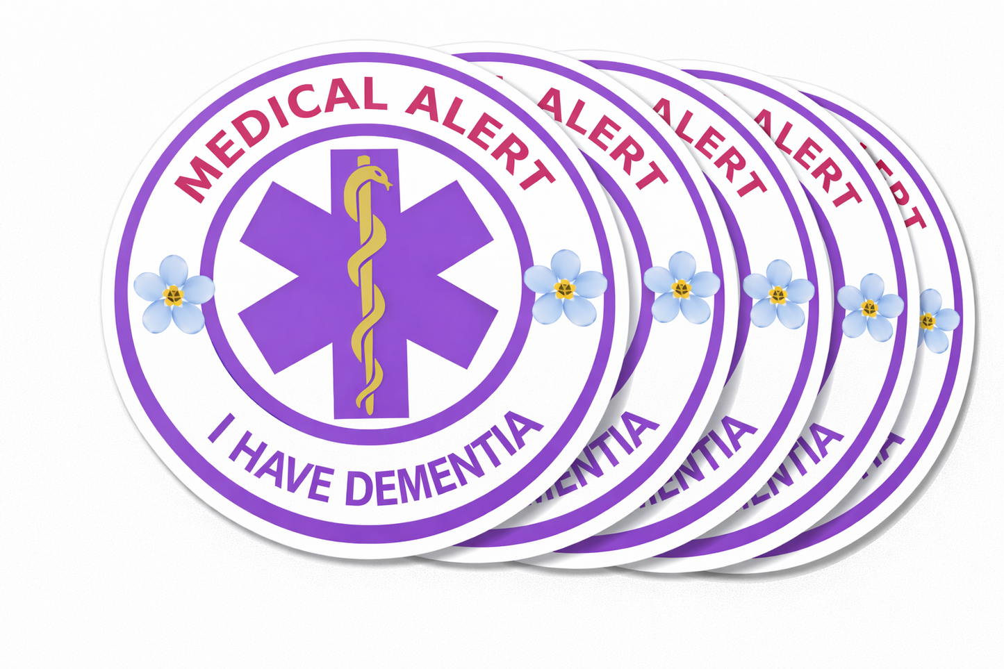 4 PACK Medical Alert I have Dementia waterproof Matte vinyl sticker