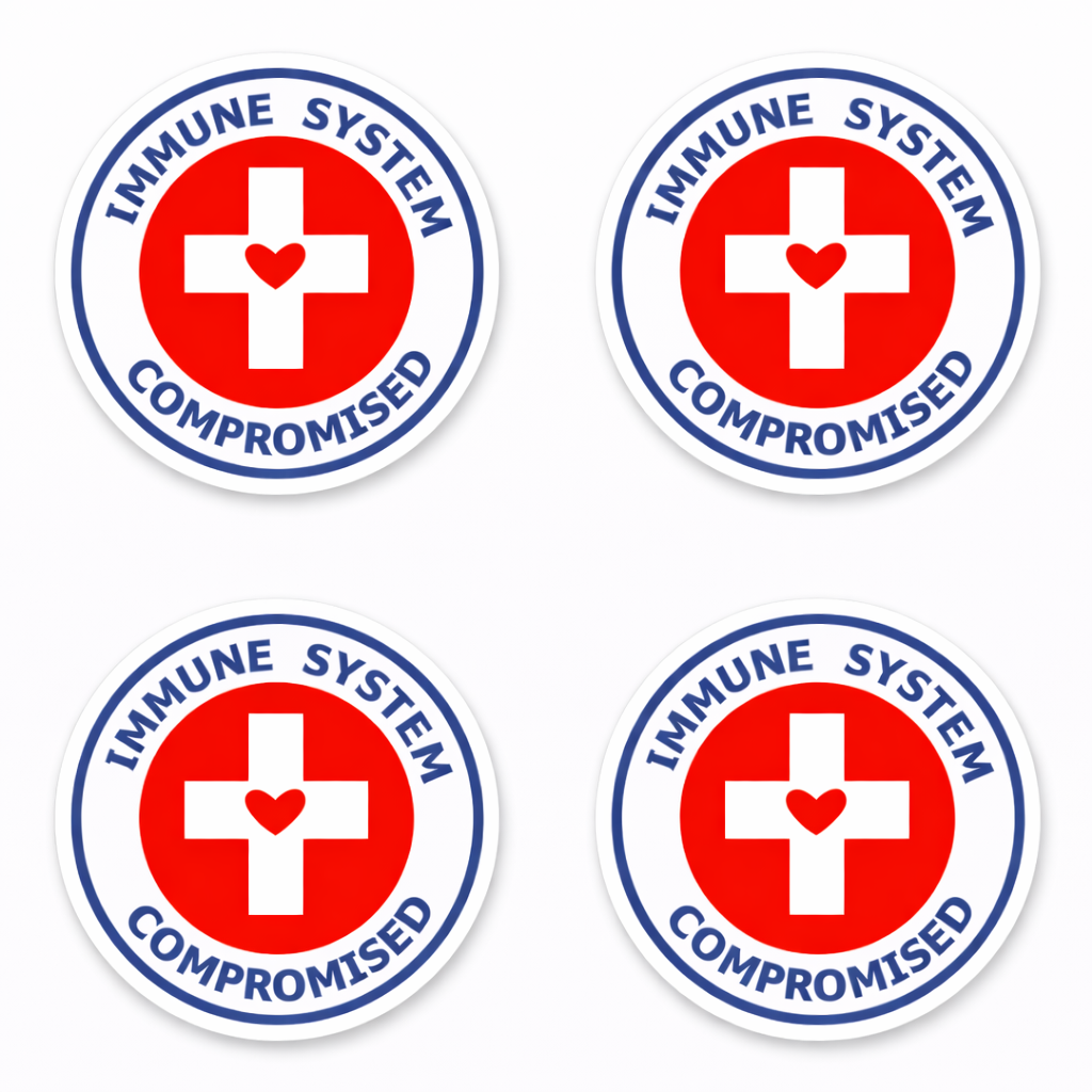4 PACK Immune System Compromised waterproof Matte vinyl sticker
