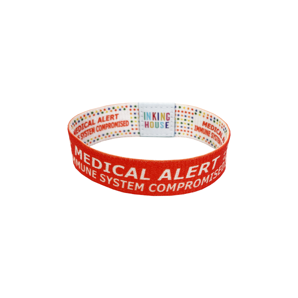 Medical Alert immune system compromised elastic Wrist band wristband