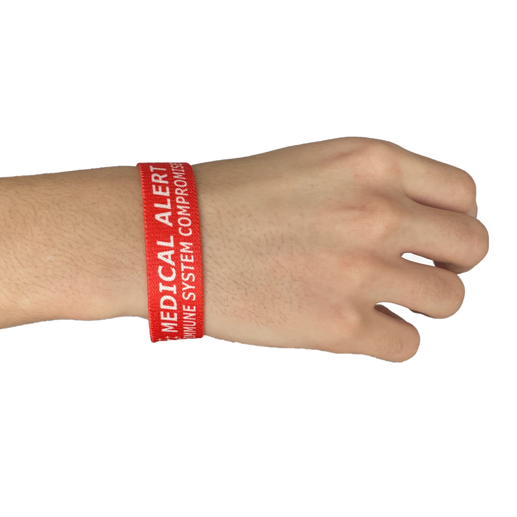 Medical Alert immune system compromised elastic Wrist band wristband