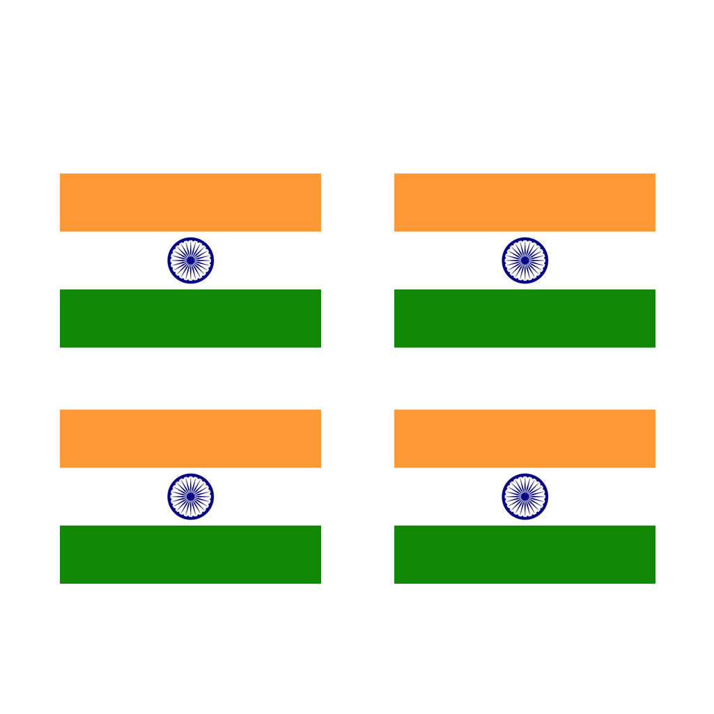 Set of 4 x India Flag Iron on Transfers