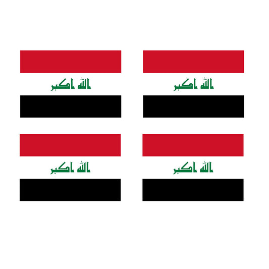 Set of 4 x Iraq Flag Iron on Screen Print Transfers