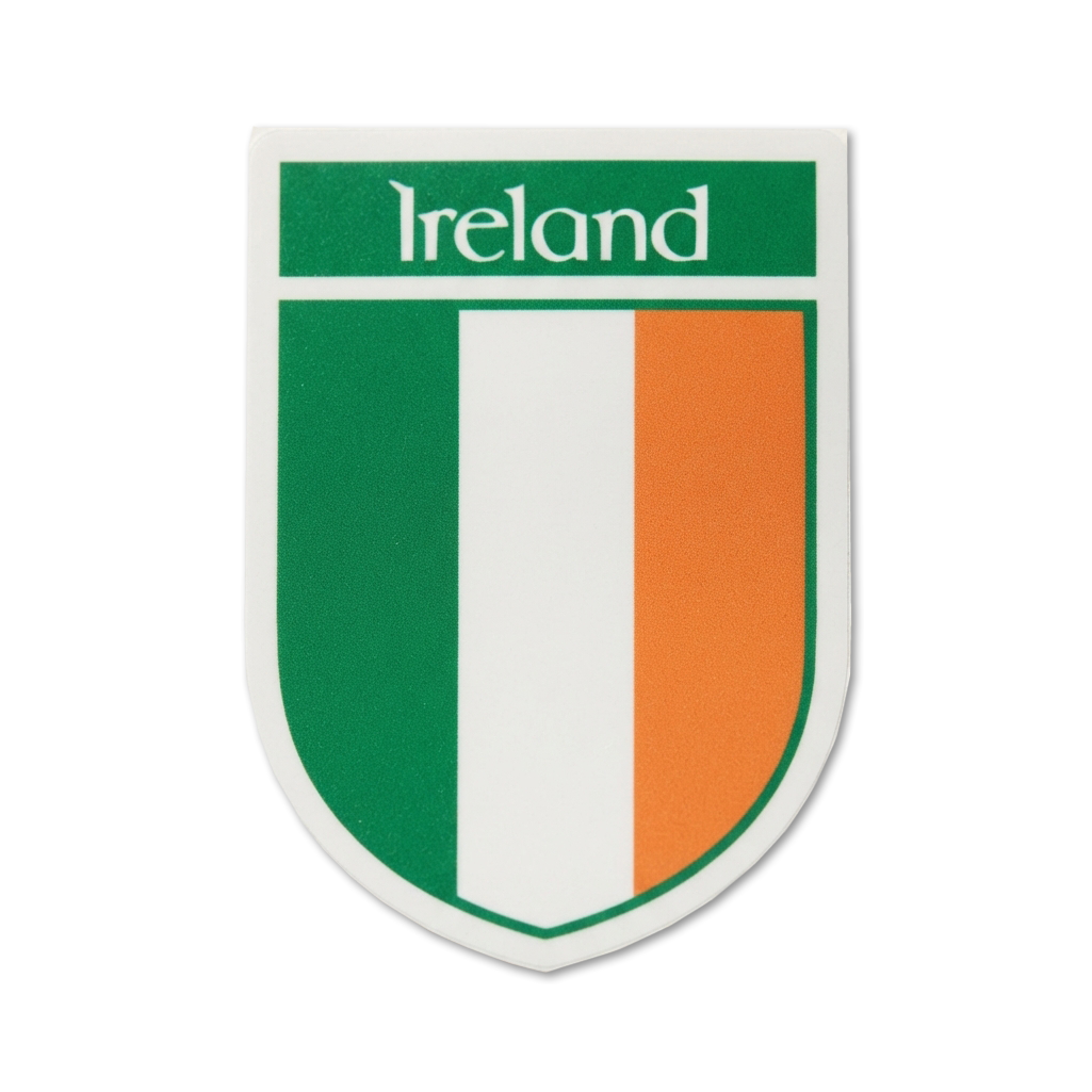 Ireland Flag Crest Vinyl Sticker 4.2 x 5.6 cm, Pack of 2 Irish Flag