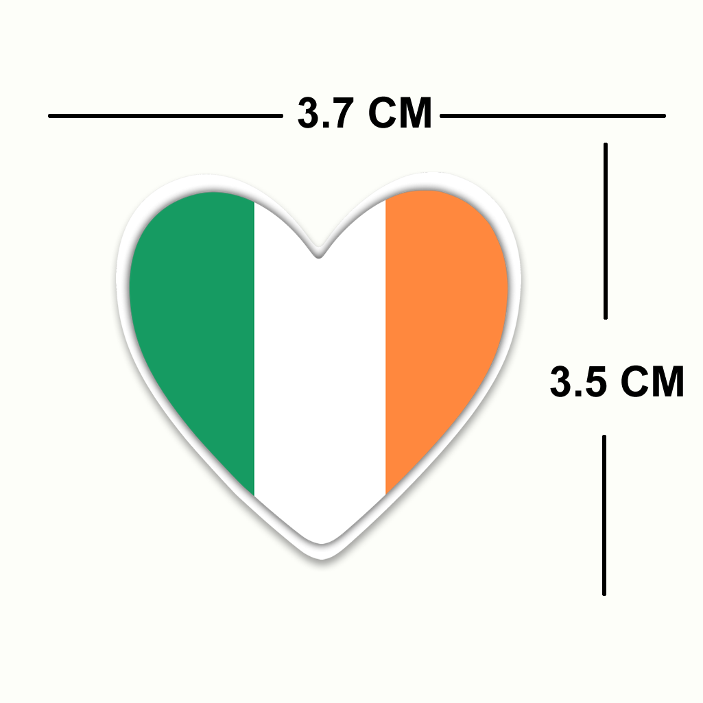 4 PACK Ireland Flag heart waterproof Matte vinyl sticker paper Irish Team eire