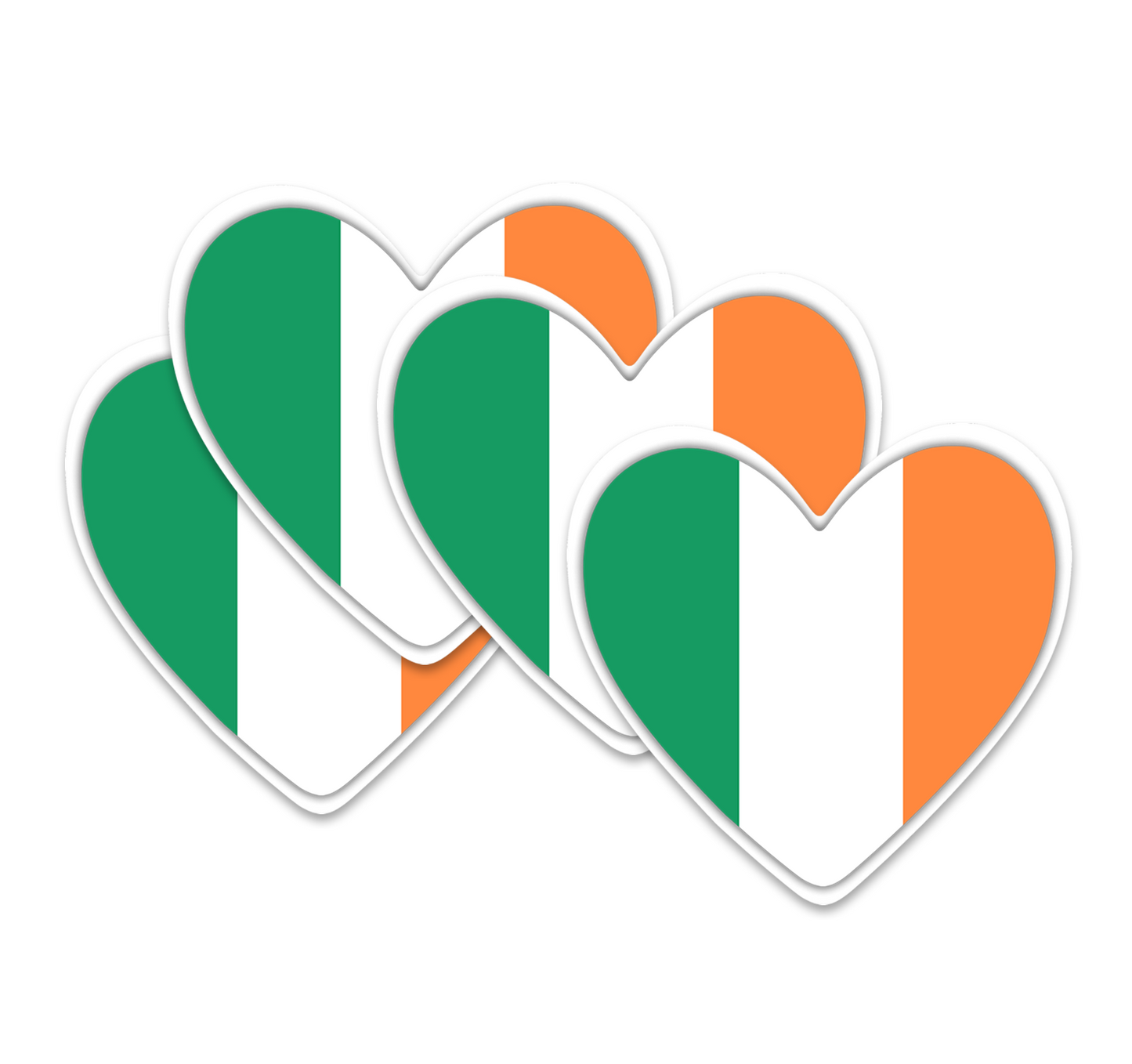 4 PACK Ireland Flag heart waterproof Matte vinyl sticker paper Irish Team eire