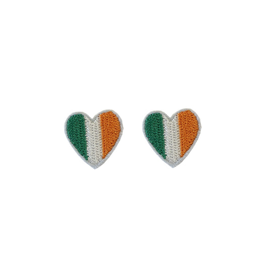 2 X Irish Flag Heart Embroidery Patch Iron on or Sew on ireland St patrick's Day