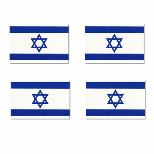 Set of 4 Israel Flag Iron on Screen Print Transfers for Fabrics Israeli Flag