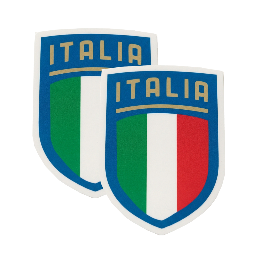 2 PACK Italy Flag crest waterproof Gloss vinyl sticker Italian Team