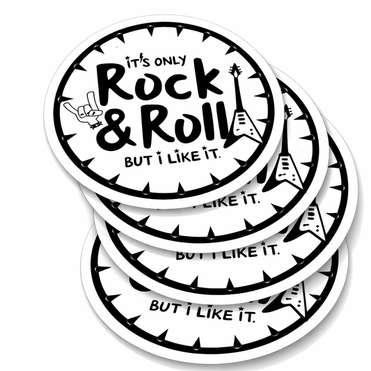 It's only rock and roll Waterproof Matte vinyl Sticker Pack (4 pcs) Music