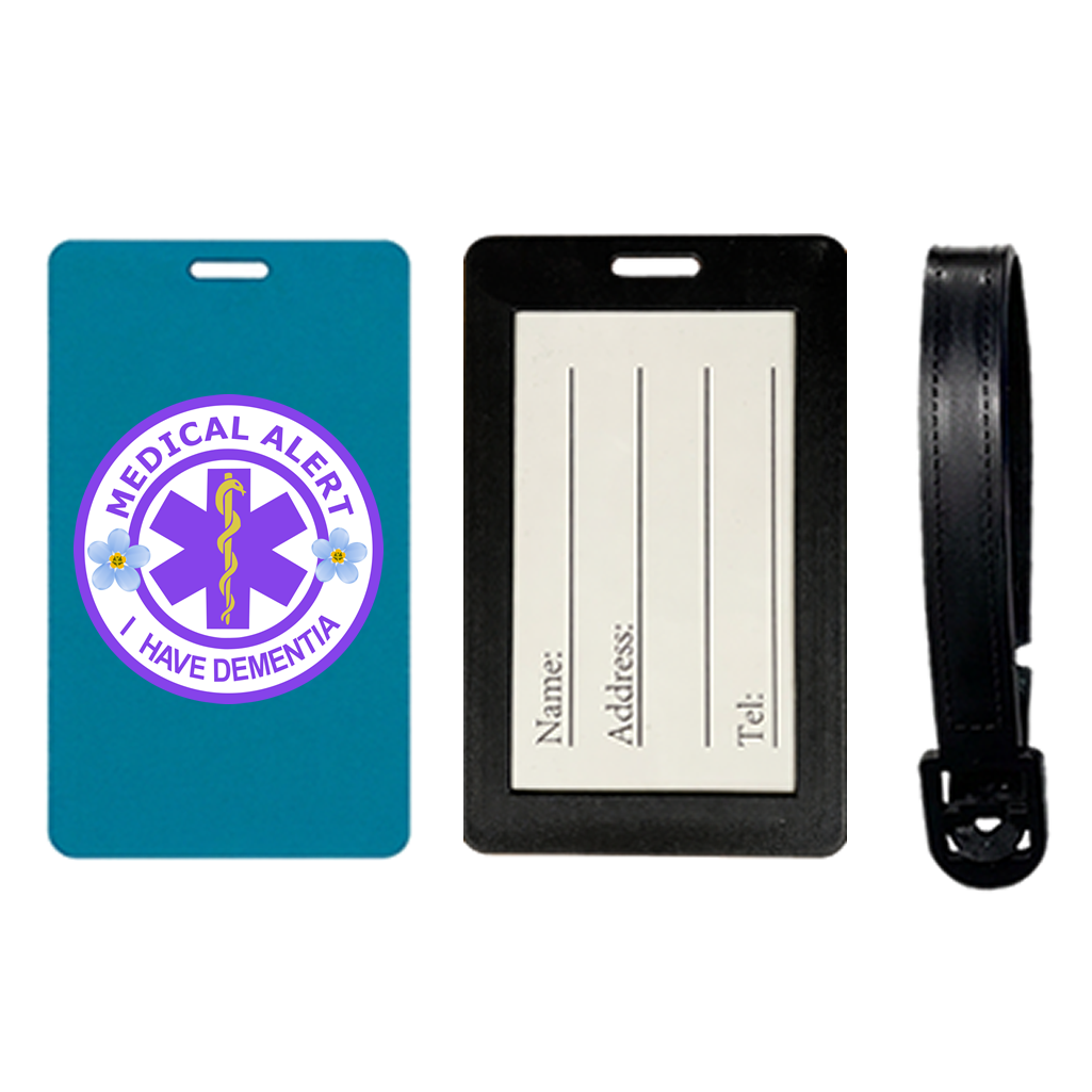 Medical Alert I have Dementia Suitcase Tag Luggage Tag Travel ID Bag awareness forget me not