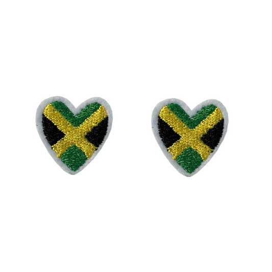 Jamaican Flag HEART Embroidery Patch Iron on or Sew on Jamaica RASTA peace