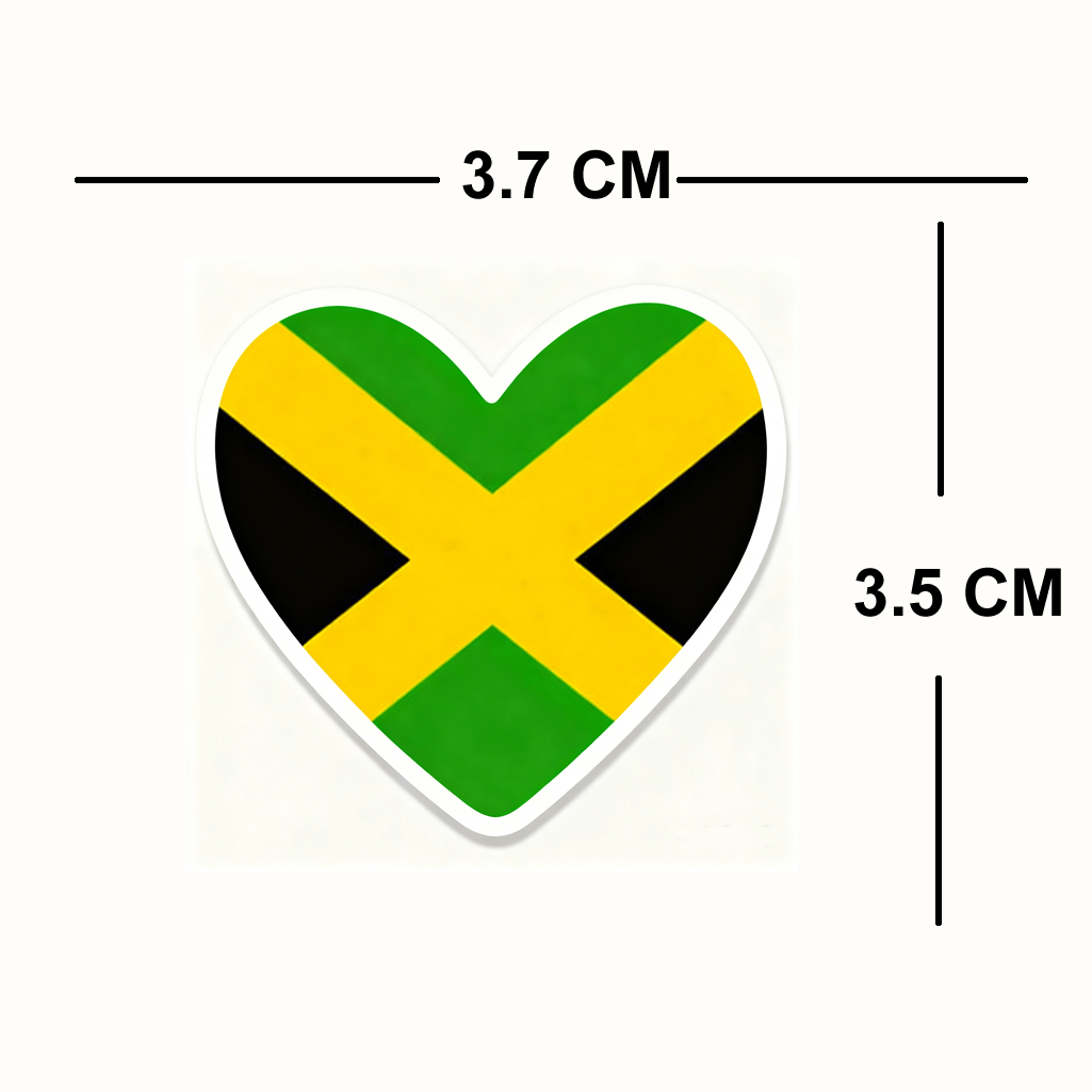 4 PACK Jamaica Flag heart waterproof Matte vinyl sticker paper Jamaican Team