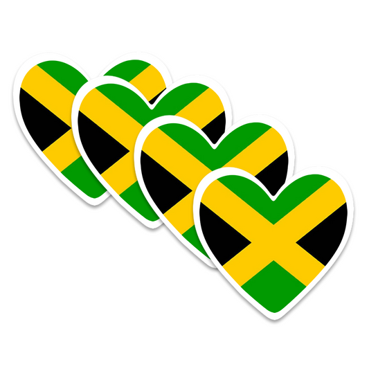 4 PACK Jamaica Flag heart waterproof Matte vinyl sticker paper Jamaican Team