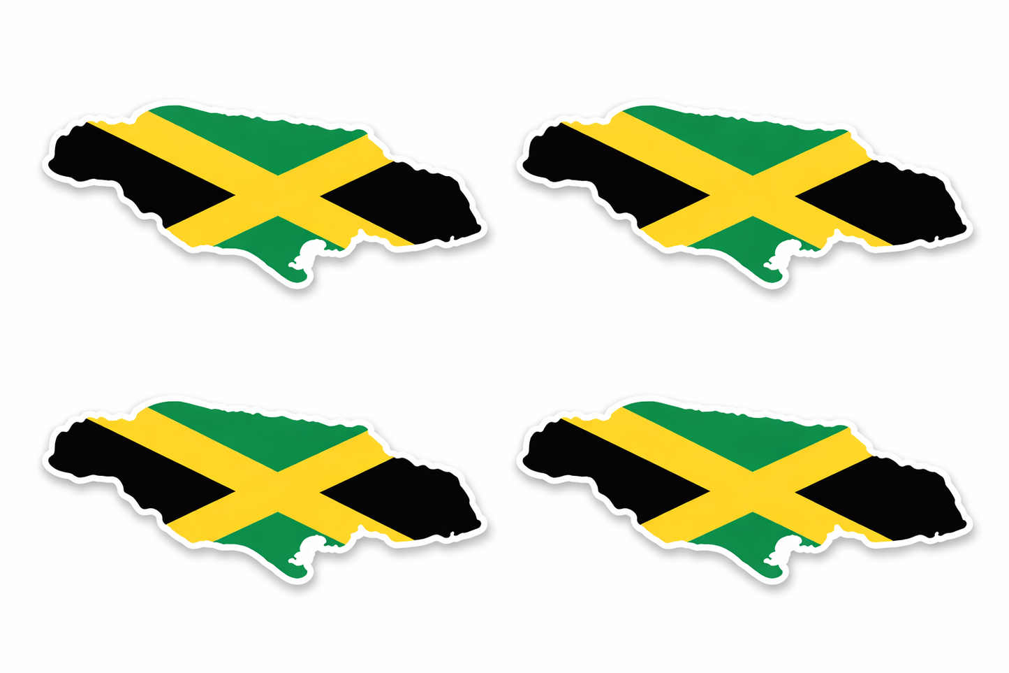 4 PACK Jamaican Map  waterproof Matte vinyl sticker Jamaica Flag