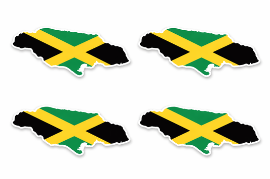 4 PACK Jamaican Map  waterproof Matte vinyl sticker Jamaica Flag