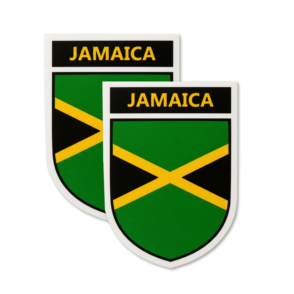 2 PACK Jamaica Flag crest waterproof Gloss vinyl sticker Jamaican Team