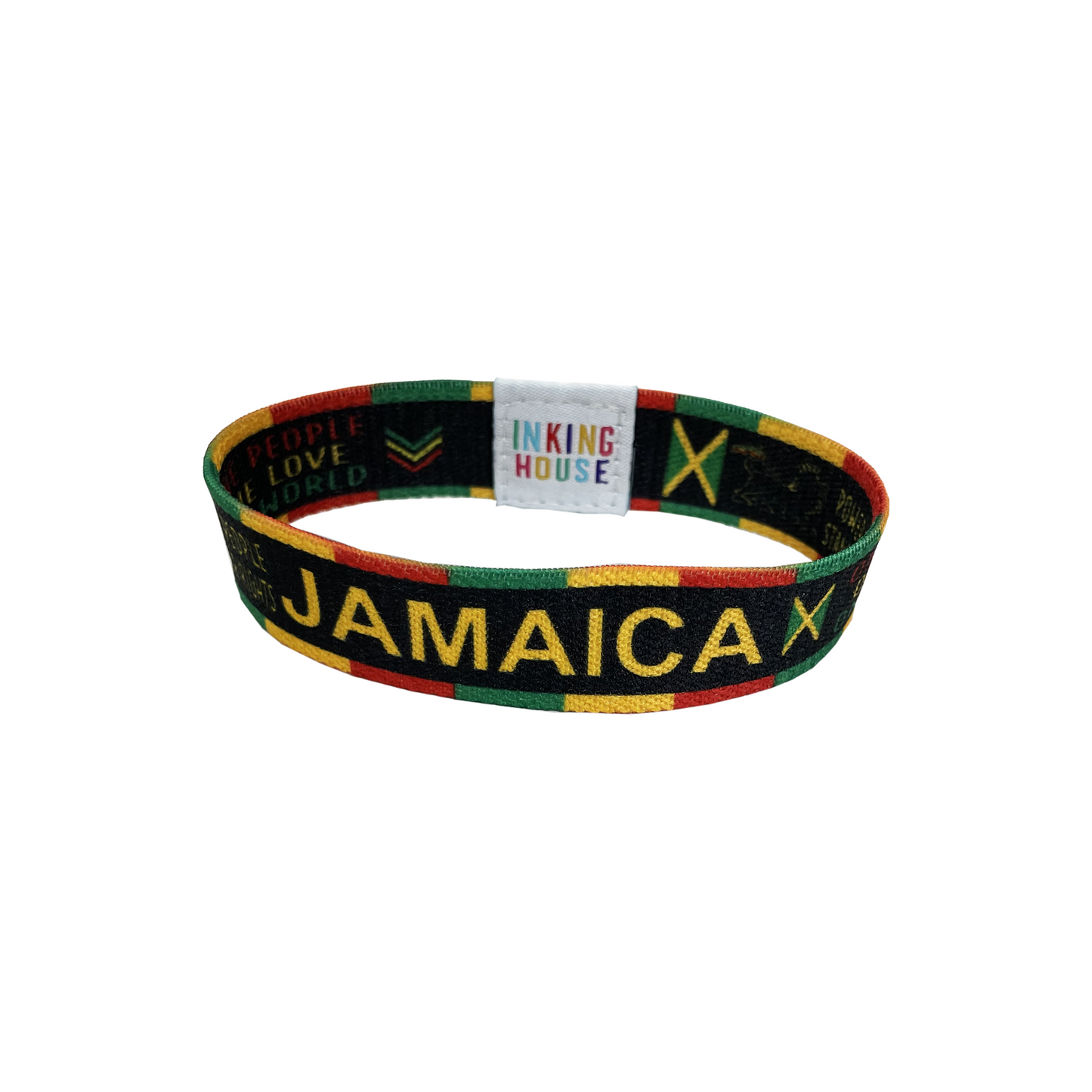 Set of Jamaica elastic Wrist band wristband Key tag gift Jamaican rasta flag symbols