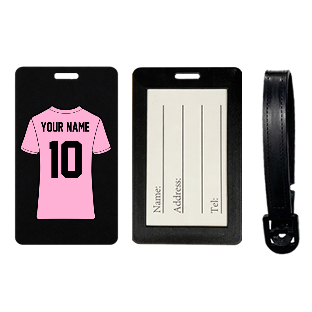 Custom Football Jersey Suitcase Tag – Luggage Tag, Travel ID holder personalised soccer t-shirt