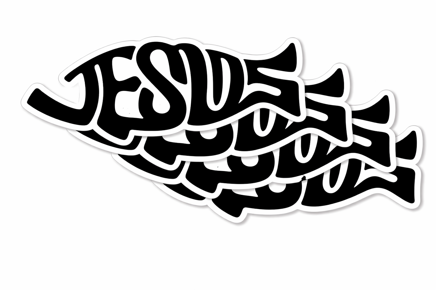 4 PACK Jesus Fish symbol waterproof Matte vinyl sticker paper Christian Christ