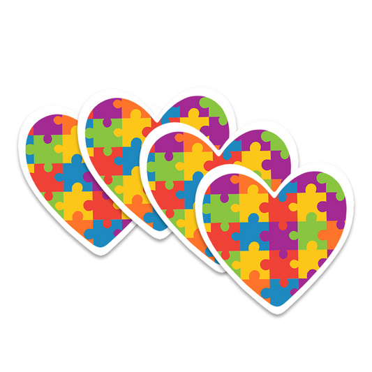 4 PACK Autism awareness heart waterproof Matte vinyl sticker paper jigsaw puzzle