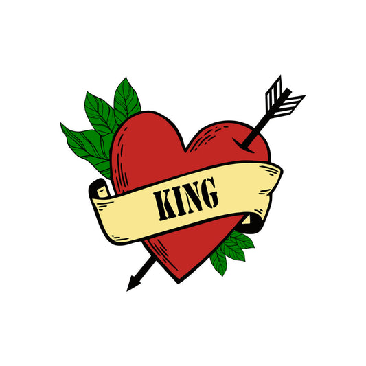King Heart arrow TEMPORARY TATTOO waterproof lasts a week leader Royal crown