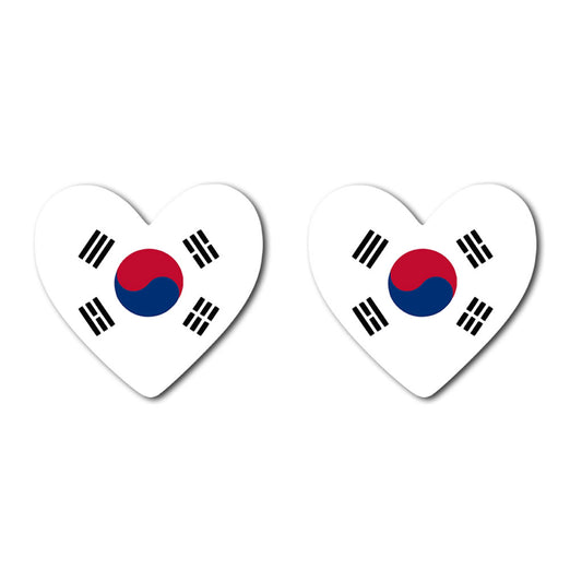 2 x  Korea Flag Heart Temporary Tattoo Korean Team support