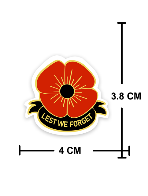 4 PACK Lest we forget waterproof Gloss vinyl sticker remembrance day poppy