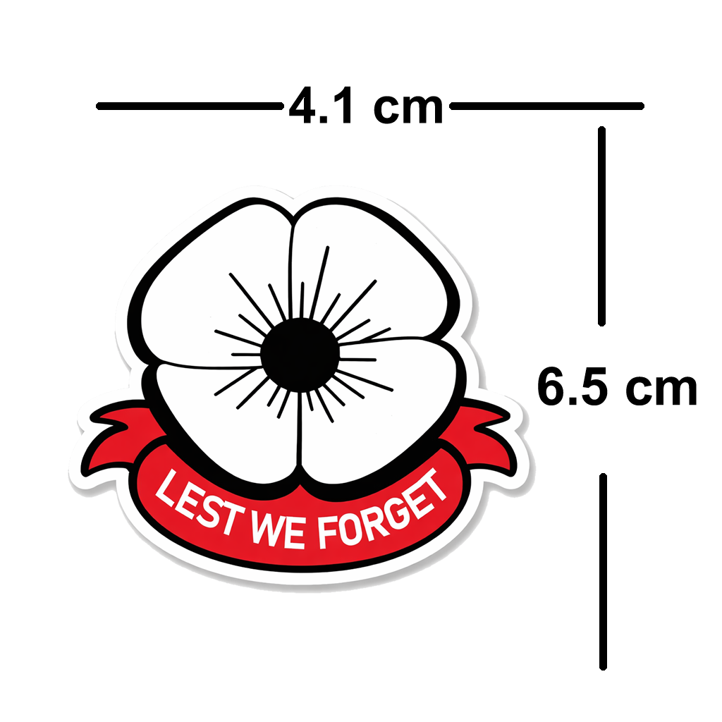 4 PACK White Poppy waterproof Matte vinyl sticker Anzac Remembrance Day resist