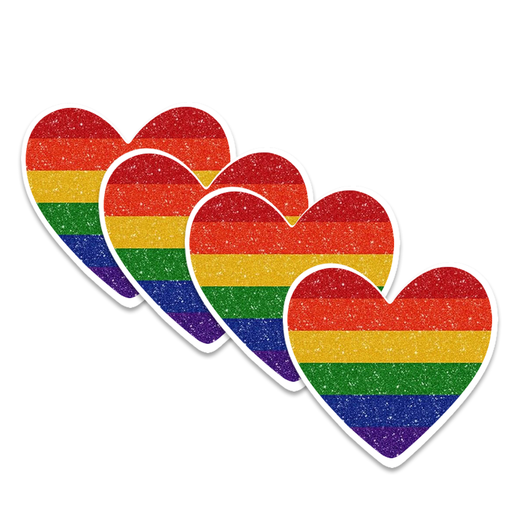 4 PACK LGBT Rainbow Flag heart waterproof Matte vinyl sticker paper LGBTQ Pride