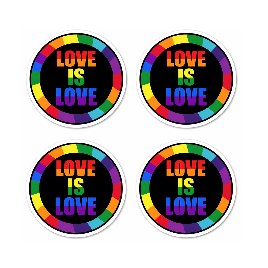 4 PACK Love is love waterproof Matte vinyl sticker paper LGBTQ rainbow gay pride