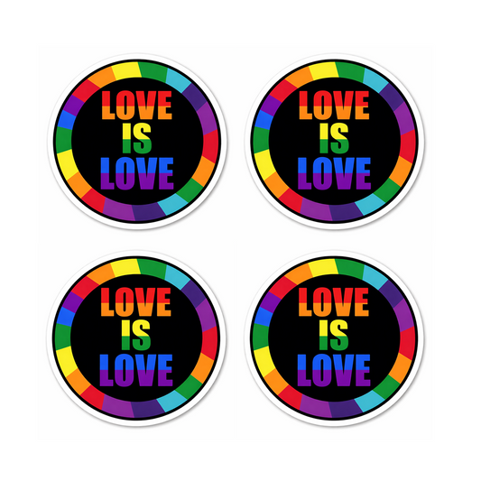 4 PACK Love is love waterproof Matte vinyl sticker paper LGBTQ rainbow gay pride