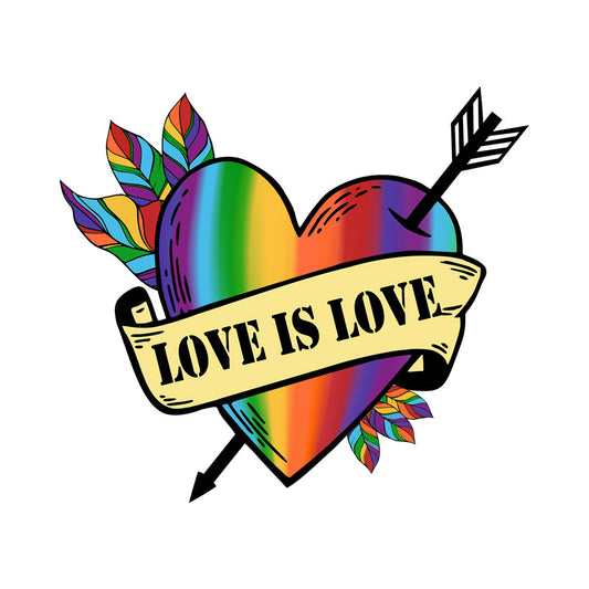 Love is Love Heart arrow TEMPORARY TATTOO LGBTQ Rainbow Gay pride LGBT